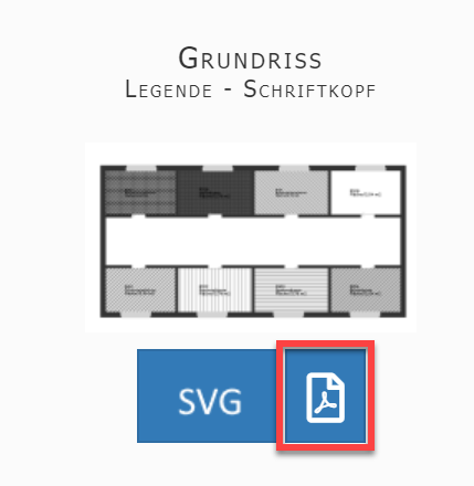 Screenshot des Bereichs "Grundriss" mit Markierung des PDF-Symbols