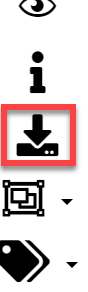 Screenshot der Oberlfächenelemente im BIM-Explorer. Markierung des Oberflächenelements "Herunterladen"