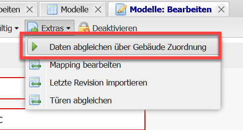 Screenshot Button "Daten abgleichen über Gebäude Zuordnung"