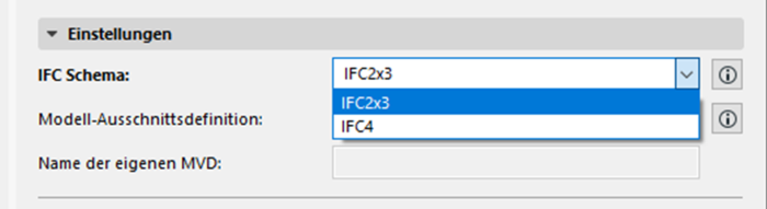 IFC-Einstellungen IFC-Version in ArchiCAD