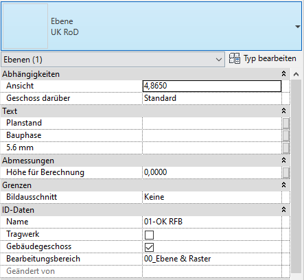 Einstellung einer Ebene als Gebäudegeschoss für den Ifc-Export