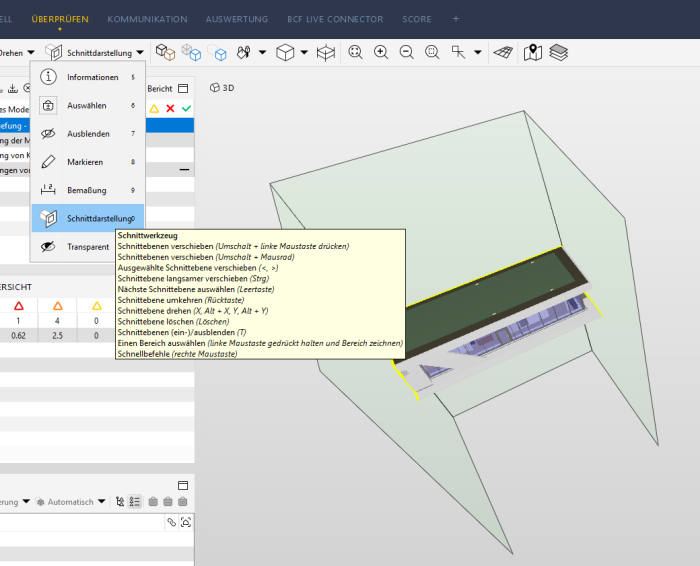 Screenshot der Schnittdarstellung