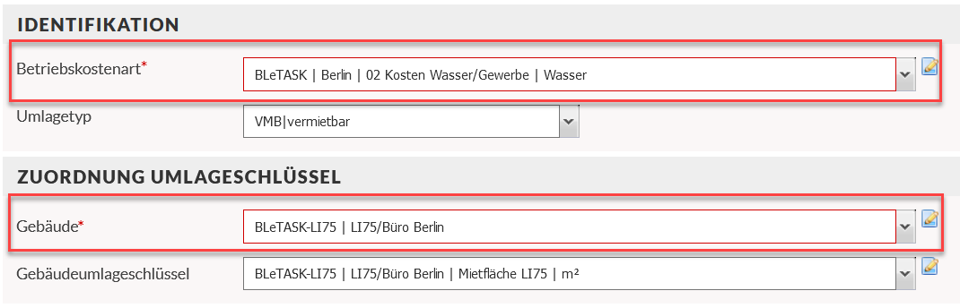 Screenshot Betriebskostenart zu Gebäude