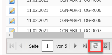 Screenshot des Buttons zum Aktualisieren