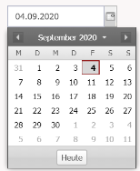 Screenshot der Datumsauswahl