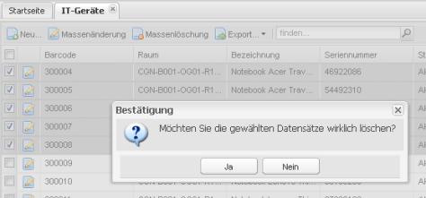 Screenshot Massenlöschung