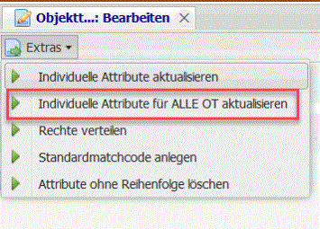 Screenshot "Individuelle Attribute für ALLE OT aktualisieren" unter "Extras"