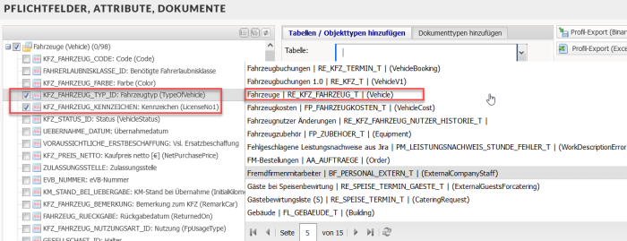 Pflichtfelder, Attribute, Dokumente