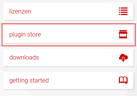 Screenshot aus dem Kundencenter mit Markierung der Schaltfläche plugin.store
