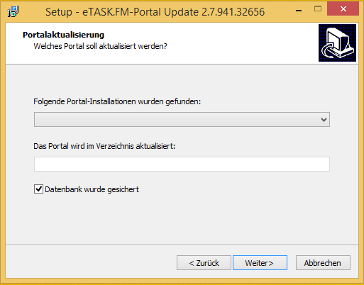Screenshot Update Schritt "Portalaktualsierung"