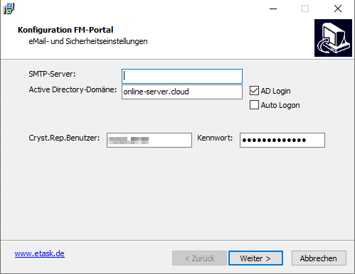 Screenshot Login-Einstellungen