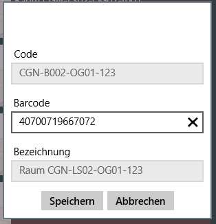 Screenshot der Anzeige eines Barcode-Scans