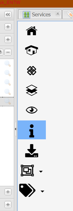 Screenshot der Symbolleiste neben dem Gebäudemodell. Markierung des Symbols "informationen".