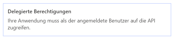 Screenshot der Schaltfläche Delegierte Berechtigungen