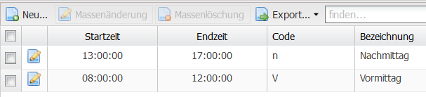 angelegte Intervalle für das Desksharing