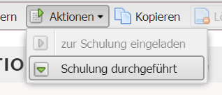 Screenshot der Schaltfläche Aktionen/Schulung durchgeführt