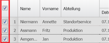 Screenshot der Auswahl der Beauftragten in der Teilnehmerdisposition