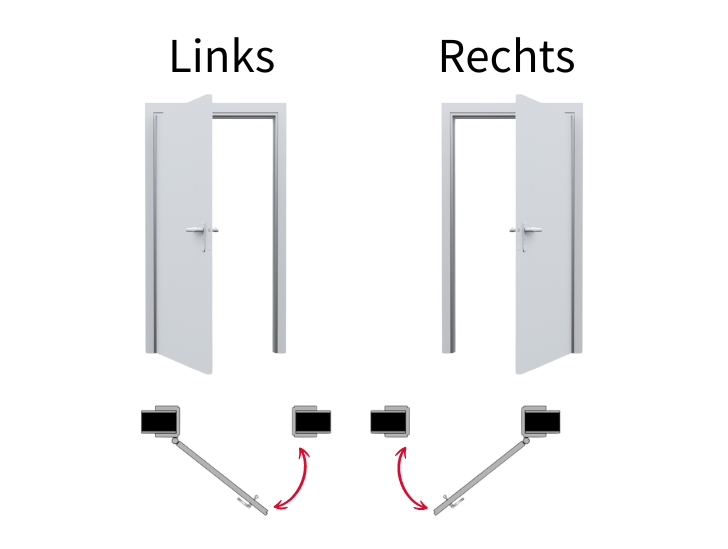 Zwei Türen, die jeweils links und rechts ihren Anschlag haben.